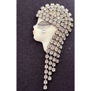 Vintage Rhinestone Lady Brooch